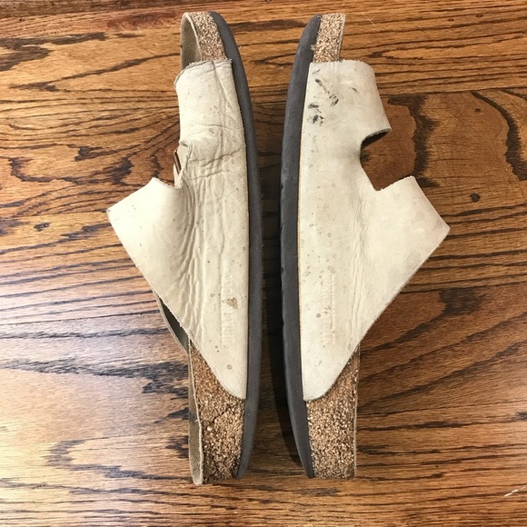 Birkenstock Cream Arizona Leather Men's Sandals - Picture 5 of 6